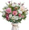 Vase White Roses Artificial Flowers Pink Carnation Flowers Blend Bouquets Silk Fake Flowers for Centerpiece Table Wedding Cemetery Party Home Decor